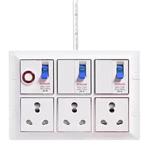 ELEGANT CASA 16 AMP Electric Extension Board Heavy Duty Multi Plug Socket with MCB high Power Extension Box (2500w) Power Strip with 3 Meter Extension Cord Long Length Wire 16A Plug (White) 220 Volt