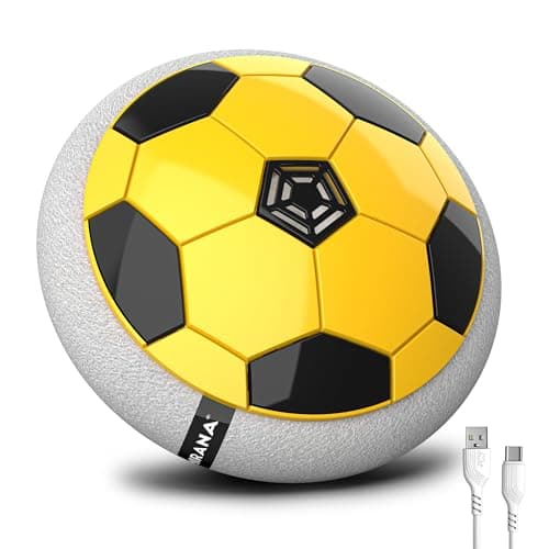 Mirana Air Football Neon Lite | Hoverball Toy for Kids | Type-C USB Rechargeable | Indoor Floating Hover Soccer Ball | Birthday Gift for Boys and Girls 2+ Years (Yellow)