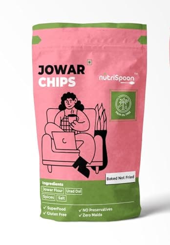 NUTRISPOON Jowar Chips 40g Pack of 2 | Baked Not Fried Millet Chips | Gluten Free Snack | No Preservatives, Zero Maida, Palm Oil Free | Made with Jowar & Urad Dal | Healthy Crunchy Snack