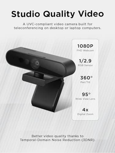 Lenovo Performance FHD Webcam, 1080p FHD, USB-C,Log-on with Windows Hello, Dual Microphones, 95 Degree Lens and 4X Digital Zoom, Sliding Privacy Shutter, Black 3