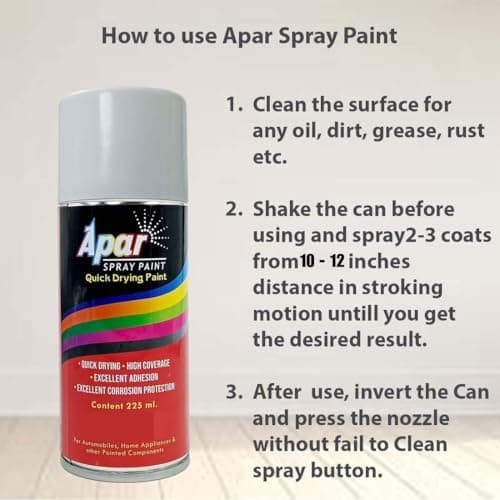 APAR Spray paint Primer Surfacer White -225 ml (Pack of 1), For Car, Bike,Scooty, Cycle, Wood, Plastics and Metal Items, Furnitures and industrial parts 3
