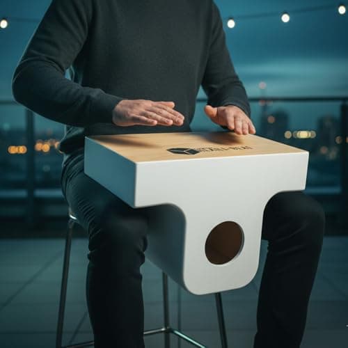 Kadence LT1A Heartbeat Slaptop Travel Cajon | 40 Non-Adjustable Snare Strands | Birch Wood Body & Walnut/Birch Wood Head | T-shaped Percussion Instrument | Includes Learning Course | Natural 3