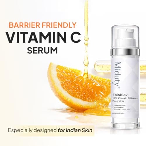 Miduty EpiShield 10% Vitamin C Serum | First Serum Designed Especially for Indian Skin, For Dull Skin, Dark Spots & Pigmentation | Powered by SUPEROX-C(Kakadu Plum) & CycloRetin(Prince Ginseng)-30ml 2