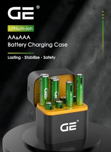 GE® AA AAA Rechargeable Batteries (Lithium 1.5V - 2500 mWh & 600 mWh) - New Launch in 2026 | Fast Charge Mode (Direct USB‑C + Wireless) | Pack of 8 Batteries | 10 Years of Life and 1,500+ recharges 4