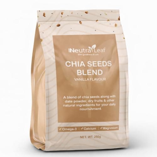Neutraleaf Vanilla Chia Seeds Blend 250g | High Fibre, Calcium & Omega-3 Rich Superfood | Milled & Roasted Chia Seeds with Date Powder | Plant-Based Nutrition for Smoothies, Milk, Breakfast Bowls & He