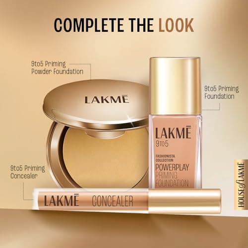 LAKMÉ 9 To 5 Primer With Matte Powder Medium Coverage All Skin Foundation Compact, Silky Golden, 9G 5
