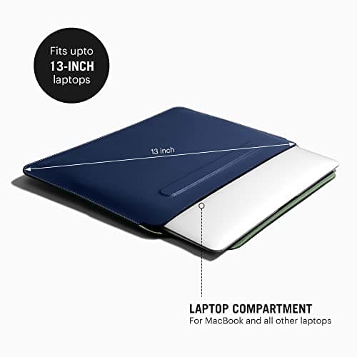 DailyObjects Snap On Envelope Sleeve for MacBook Air/Pro 13 Inch | Solid Space Blue Lightweight Faux Leather for Laptops & iPads | Flip Top Magnetic Closure | Sleek Design Durable & Water Resistant 2