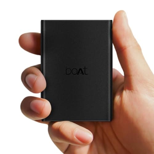 Boat Energyshroom PB400 Pro 20000 mAh 22.5W Pocket Size, Compact Power Bank, Fast Charging (2X Output Ports, Supports Android, iPhone, Tablets, Earbuds, etc.) (Carbon Black), USB Type C