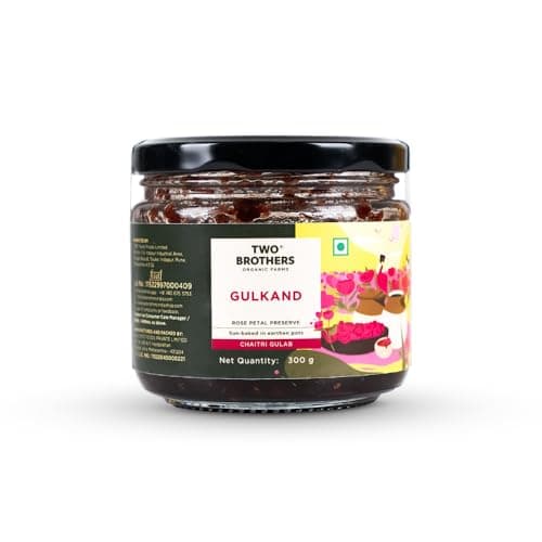 Two Brothers Organic Farms - Natural Gulkand (300 G) | Rose Petal Jam Made Without Refined Sugar | Sweetened with Raw Honey & Mishri | Natural & Traditional Preserve | Desi Gulab Gulkand