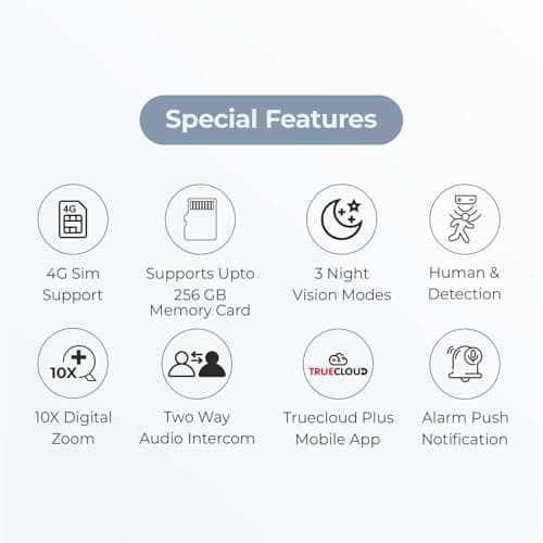 Trueview 3MP 4G Dome CCTV Camera | STQC Approved | SIM Based Security Camera | All Time Colour Night Vision | Human Detection | Two-Way Audio | Supports 256GB Memory Card | Smart Home Surveillance 4