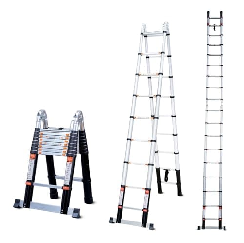 Bathla 18.5 ft A-Type Foldable Aluminium Telescopic Ladder with 18 Steps | Portable & Compact | 2-Year Warranty | Multi-Purpose Ladder for Home, Industrial & Outdoor Use