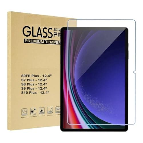 Fobee Screen Guard for Compatible Samsung Galaxy Tab / S9 / S10 / S8 Plus / S7 FE 12.4 inch Tempered Glass for Compatible Samsung S9 FE+ / S10+ / S9+ / S8+ /S7+