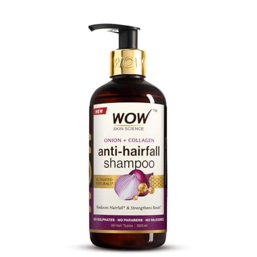 WOW Skin Science Onion & Collagen Anti-Hairfall Shampoo|Reduces Hairfall|Strengthens Roots|Nourishes Scalp|Prevents Breakage|Enhances Hair Thickness and Shine|New & Improved Formulation|300ml