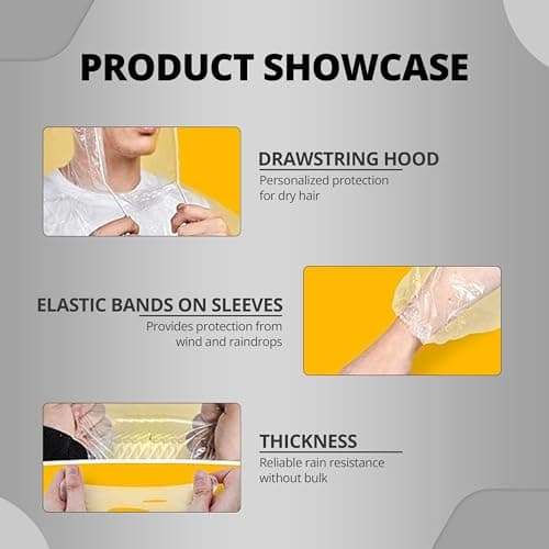 Robustt Poncho Raincoat for Men and Women - Yellow (Pack of 1) | Emergency Raincoat with Hood | One Size Fits All | Rain and Water Protection 5