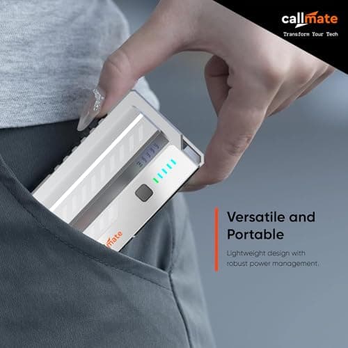callmate Shotgun 23W PD Fast Charging 10000mAh Power Bank with USB-C PD Output, Lightweight & Portable, Replaceable Cells with 2X 5000mAh for Smartphone (Lithium-Ion, 2X 5000mAh), White 4