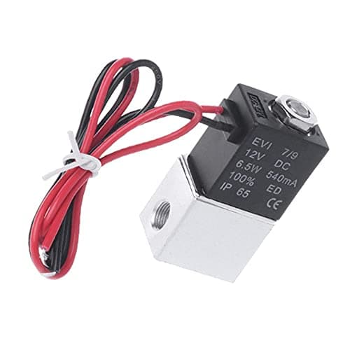 Mplus 1/4 Inch 2/2 Way 12V DC Direct Acting Solenoid Air Valve 1/4" 12V DC 2 Way Pneumatic Aluminum Electric Solenoid Valve Normally Closed Fast Response for Air Gas Water N/C