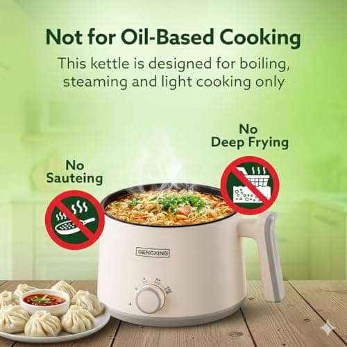 Regency Multi Cook Electric Kettle with Steamer features 1.2L inner pot, double layered body, variable temperature control and wide mouth design. Ideal for tea, coffee, eggs, vegetables and boiling. 5
