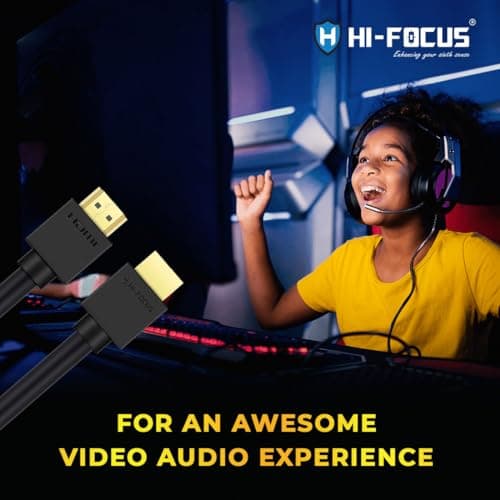 HIFOCUS HDMI 10Meter Cable High Speed Pro Premium Hdmi 4K Cable Upto 10.2Gbps At 60Hz, Black (Compatible with Projector, home theatre, Television, set top box, Black, One Cable) 2
