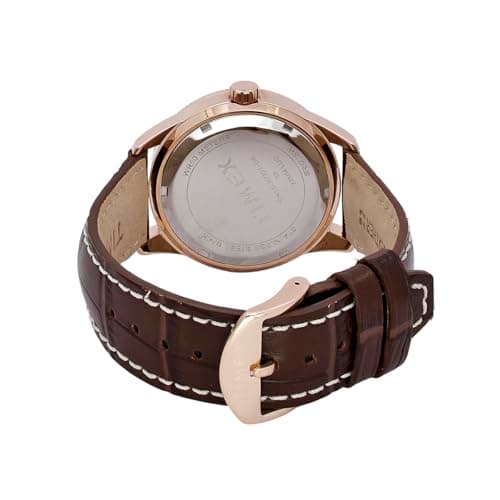 TIMEX Analog Watch for Man with Black Round Dial & Brown Leather Strap Band Water Resistant Men's Wrist Watches - TWEG30001 3