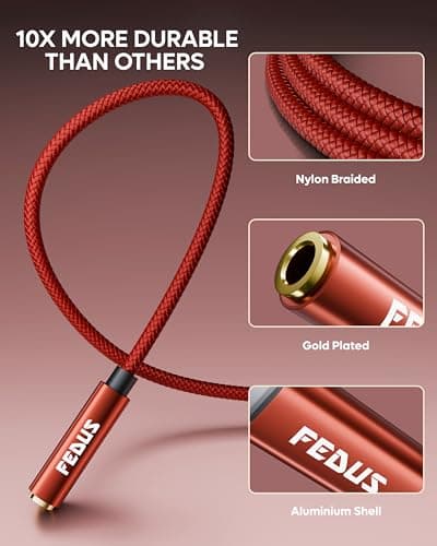 FEDUS Novus USB Type C to 3.5mm Audio Jack Adapter Connector, DAC Chip Headphone Earphones Converter Aux Dongle Cable Compatible with Mobile, iPhone 15/16, Samsung S24/S23/S21, OnePlus, Pixel, iPad 3