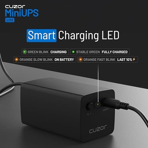 Cuzor Mini UPS Lite 12V Router UPS up to 2A | Up to 4 Hours Backup | WiFi UPS Power Backup for Internet Fiber Modem | 2x2600 mAh | Backup ups for WiFi Router 5