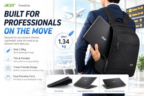 Acer TravelLite Thin & Light Laptop | AMD Ryzen 5 7430U Hexa-Core | 15.6" FHD | 8GB RAM | 512GB SSD | AMD Radeon Graphics | Windows 11 | MS Office | Metal Body | Black | 3 Years Warranty 5