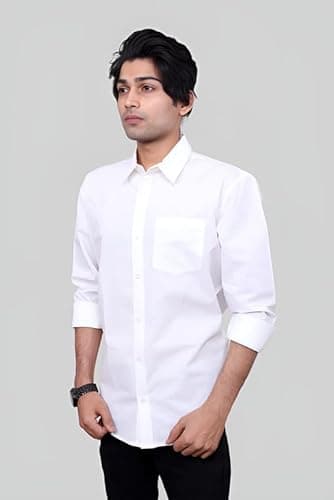 Labnin India, Men's White Full Sleeve Cotton Linen Premium Shirt for Formal/Casual 2