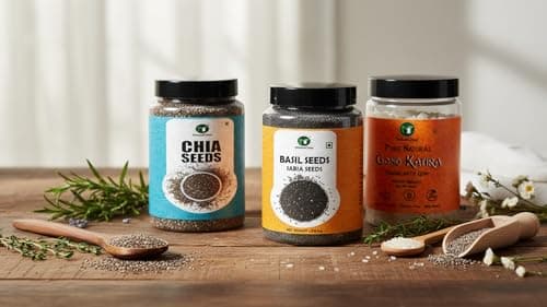 NatureOnus Gond Katira, Sabja (Basil Seeds) & Chia Seeds Combo Pack 300g each | Cooling Superfoods | Sabja, Tukmaria & Tragacanth Gum | Summer Drink & Health Mix | Rich in Fiber | Weight Management Su 3