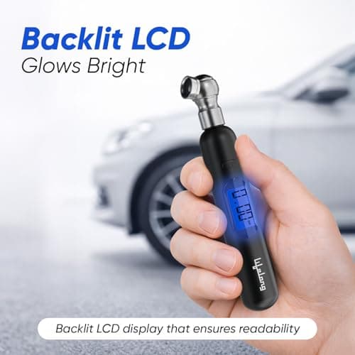 Lifelong Tyre Pressure Gauge | Backlit LCD | Zinc Alloy Head | 0-150 PSI | Portable Tyre Pressure Monitoring for Car, Bike, Motorcycle & Truck Tyres | Black 3