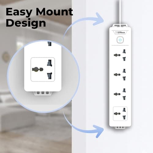 EMBOX 1500W Extension Board with Switches | 4 Universal Sockets Master Switch | Spike Guard, LED Indicator| 2 Meter Extension Cord 5