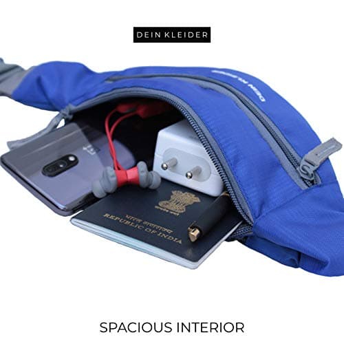 Dein Kleider Waist Pack Travel Handy Hiking Zip Pouch Document Money Phone Belt Sport Bag Bum Bag for Men and Women Nylon (Dark Blue) 4