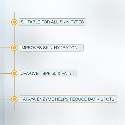 ASTABERY Papaya Sunscreen Creme SPF 50 | Lightweight Dermatologist Formulated Sun Protection with Papaya Extract | Broad Spectrum UV Protection for All Skin Types | Non-Greasy Daily Use Sunscreen (Pac 5