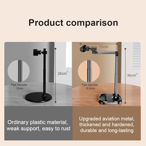 FKU Adjustable Mobile & Tablet Stand Holder for Desk | Stable Base & Anti-Slip Design for Streaming, Video Calls, Online Meetings, Online Classes and Live Sessions 6