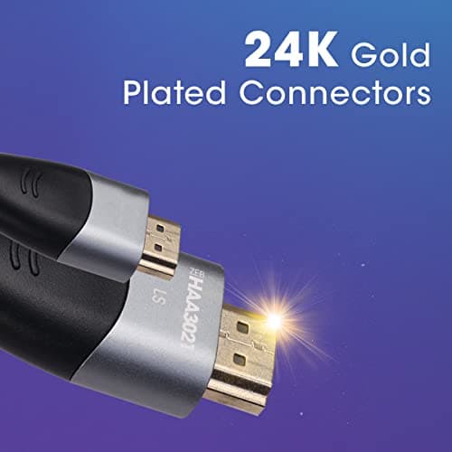 Zebronics HAA3021 HDMI Cable 2.1 with eARC & CEC, 8K @ 60Hz, 4K @ 120Hz, UHD Resolution, 3 Mtr (9.8ft), 48 Gbps Transmission, Ultra High Speed, Supports Dolby | DTS | 3D, Gold Plated, Male-to-Male 5