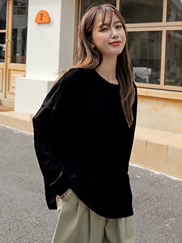 Zilcon Women's Waffle Button Down Neck Korean Tops for Women || Oversized t Shirts for Women || Long Sleeve Tops (in, Alpha, XL, Regular, Black) 3