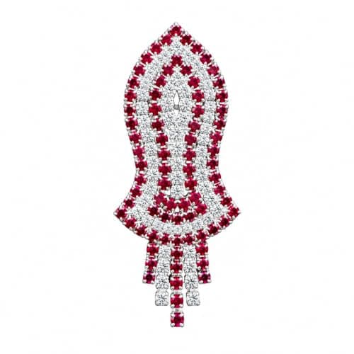 Brooch Pin Leaf Shape Rhinestone for Saree, Suit & Blazer (Red)