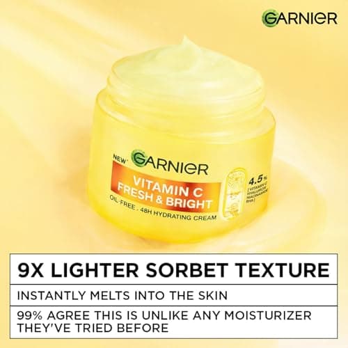 Garnier Fresh & Bright Vitamin C Sorbet Moisturizer, 4.5% Vit C + Hyaluronic Acid + Niacinamide + BHA, 9x Lighter Sorbet Texture, For Hydration & Dark Spot Reduction, Suitable for Oily to Normal & Com 5