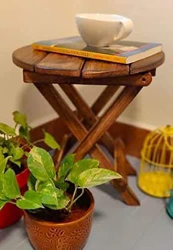 Care 4U ® Beautiful Wooden Antique Folding Side Table (Brown)