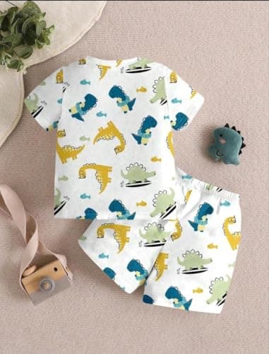 Shree Shyam Kids clothes for boys set – cotton tshirt shorts combo, soft printed outfit, half sleeve round neck, breathable summer wear for baby boy, kids summer wear dress boy 4