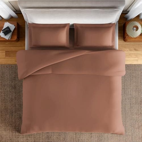 Spaces Everyday Essential 100% Cotton 170 TC Percale Solid Fitted Queen Sheet with 2 Pillow Covers|Super Soft, Safe for Skin & Breathable - 183 x 198Cm + 30Cm - Light Brown 3