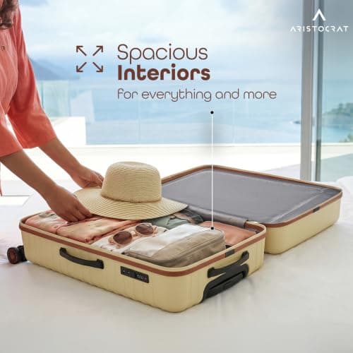 Aristocrat Airpro-Max 67 cm Check-in Medium Size Trolley Bag, Lightweight Polypropylene Case Luggage with 8 Wheels, Combination Lock, Travel-Friendly, 3-Yr International Warranty, Mojave Desert 5
