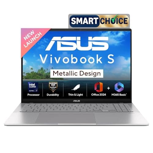 ASUS Vivobook S16,Smartchoice,Intel Core Ultra 7 255H, 16GB RAM, 512GB SSD, FHD+ 16",Win 11, Office 24, Cool Silver, 1.7Kg, S3607CA-RP090WS, Intel iGPU, M365 Basic (1Year)*, Metallic Design Laptop