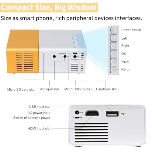 ZoTronico-Portable-Mni-Smart-Projector-Compatible with Phone Laptop pendrive 60inch Projection | FHD Support (Yellow White, with HDMI Remote) 2