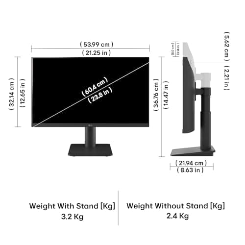 LG 24MS550 60.4 cm (23.8 Inch) FHD (1920x1080) IPS PC Monitor with 100Hz, 5ms (GtG), Flicker Safe & Reader Mode, 2xSpeakers, 2xHDMI, Tilt/Height Adjustable, 3-Side Virtually Borderless Design (Black) 4