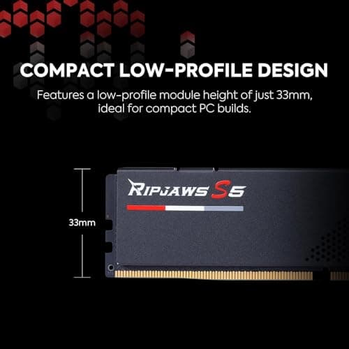 G.Skill Ripjaws S5 32GB (1 x 32GB) DDR5 5200 MHz CL 40-40-40-83 Desktop Memory RAM - F5-5200J4040A32GX1-RS5K (Black) 3