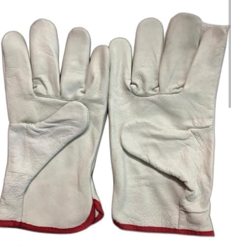 Leather hend gloves,Primium Safety Hend Gloves for Men | Heavy Duty Industrial Work Gloves | Construction, Welding hend gloves,Gardaning& Factory Use |Durable Protective Hand Gloves(White) 5