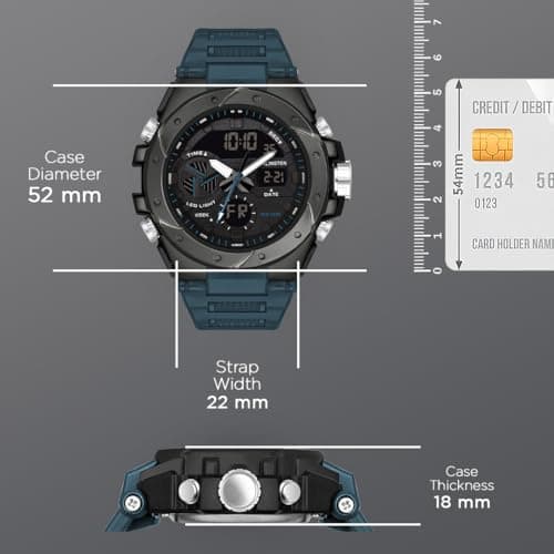 Carlington Analog-Digital Sports Watch Chronograph, Dual Time,Alarm, Stopwatch, Calendar, Water-Resistant, Shock-Resistant, Back Light Display. The Perfect Watch for Men-CT9140 Series (Teal) 5