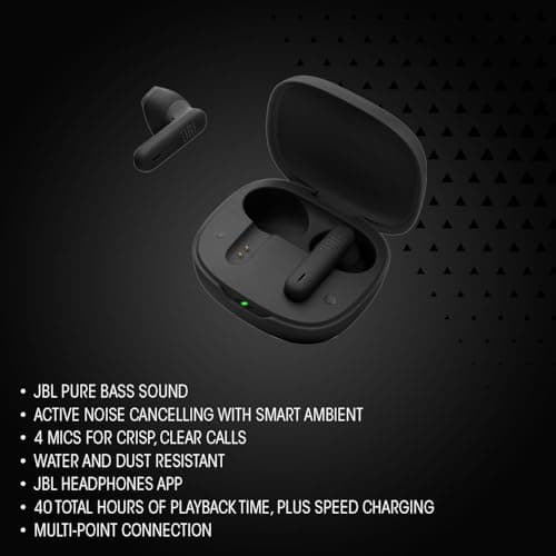 JBL Wave Flex 2 in-Ear Wireless Earbuds (TWS) with Mic,4 mics for Crisp & Clear Calls,40 Hours Battery,Ip54 Water&Dust Resistance,Multi-Point Connection (Black) 5