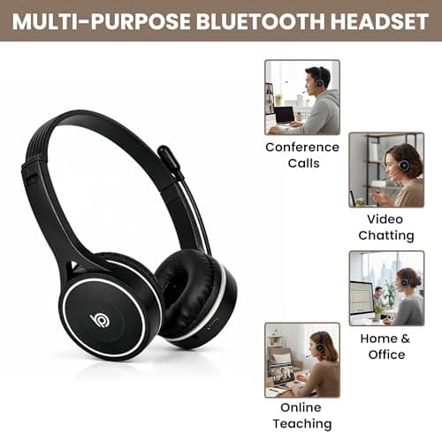 BigPassport Bluetooth Wireless Over-Ear Headset with Mic | Noise-Cancelling Headphones for Skype, Zoom, Online Meetings, Call Center, Office, PC, Laptop – Pro-Air_Bp30 (Black) 4