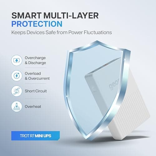 GEONIX Trot R7 Mini UPS Power Bank|Backup Upto 6 Hours|2x2000 mAh Battery|Supports 12V/2A,9V/2A,5V/2A Output|Power Backup for Wi-Fi Routers,CCTV Camera,Set-Top Box,Cordless Phone,Modem USB(White) 5